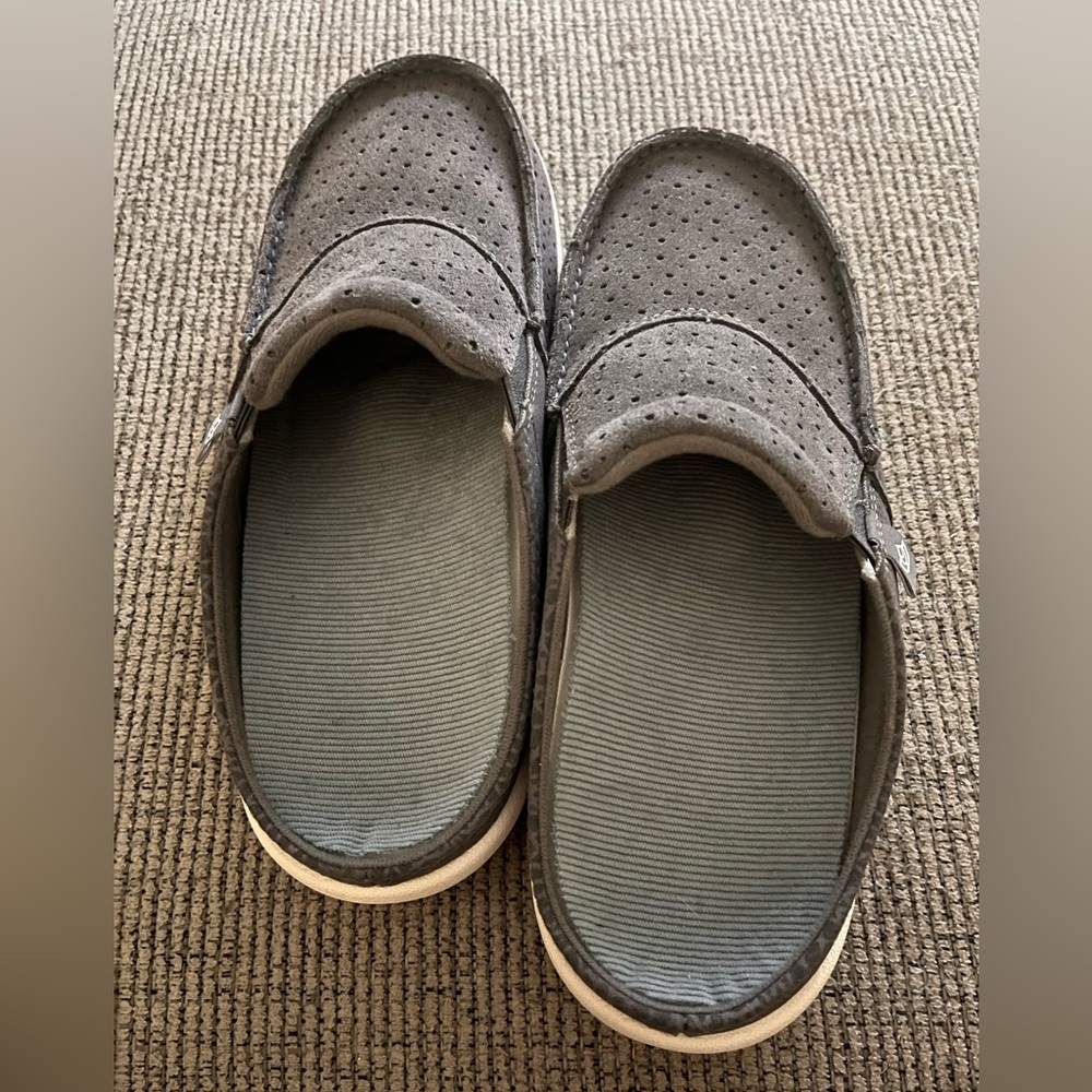 New Spence Siesta Slides Gray Suede Mules 71/2